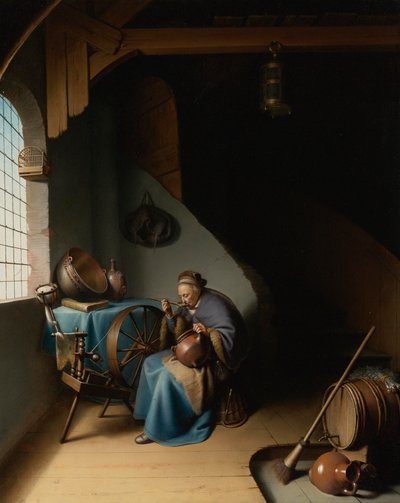 Frau isst Brei von Gerrit Dou